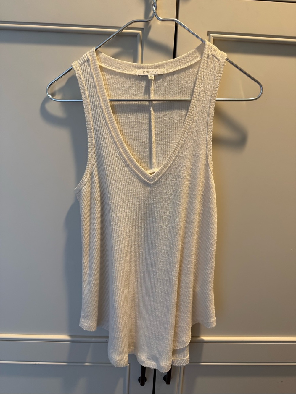Z Supply Cream Ribbed V-Neck Tank